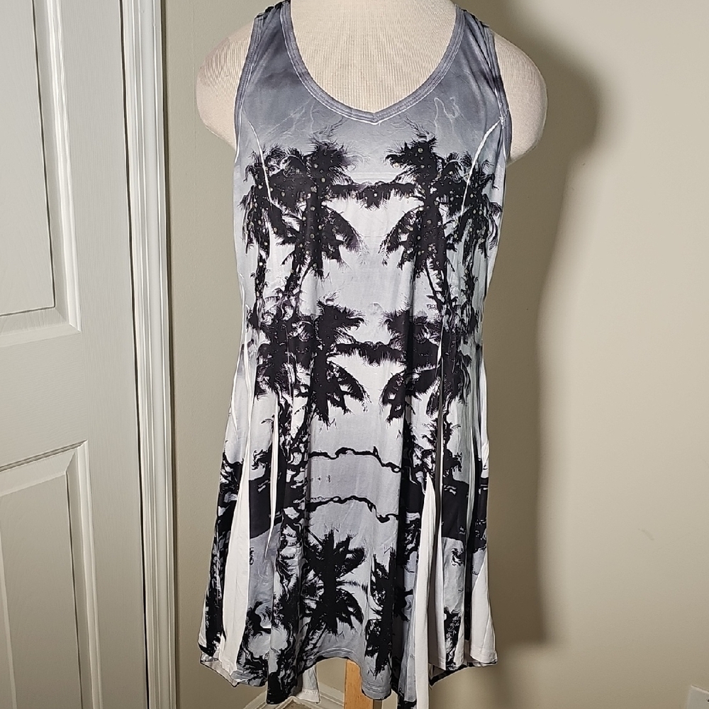 India Boutique Black and White Patterned Fabric Mini Dress, One Size